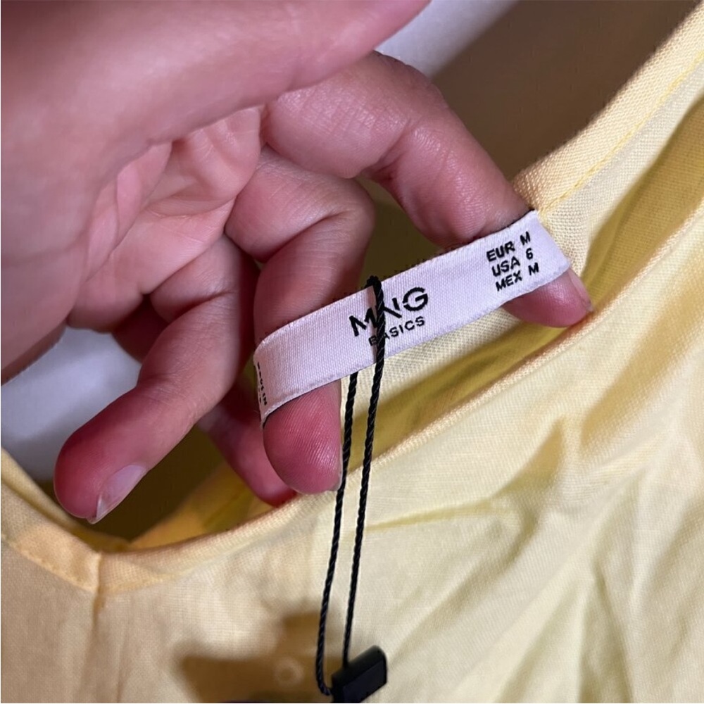 New Mango yellow linen blend midi dress - Picture 3 of 5